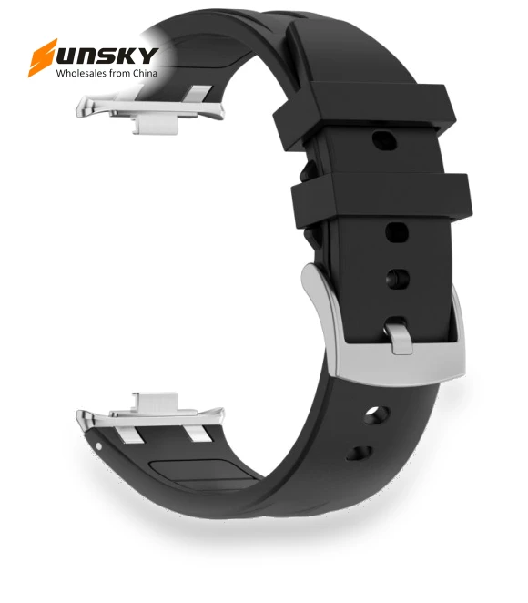 Silver Metal Connector Silicone Watch Band — Watch Accessories, Xiaomi