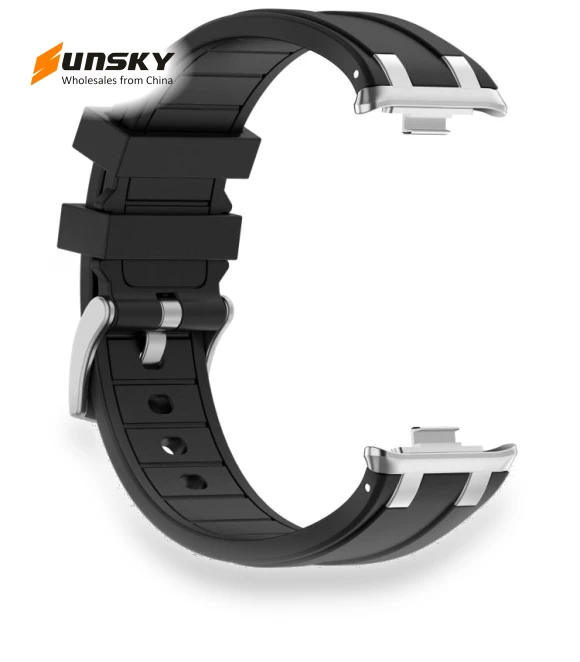 Silver Metal Connector Silicone Watch Band — Watch Accessories, Xiaomi