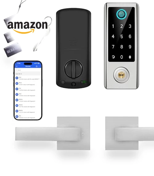 Smart Fingerprint Door Lock with Handle Set — Keyless Entry, BEBASIA