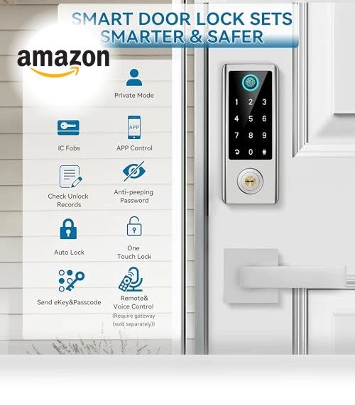 Smart Fingerprint Door Lock with Handle Set — Keyless Entry, BEBASIA