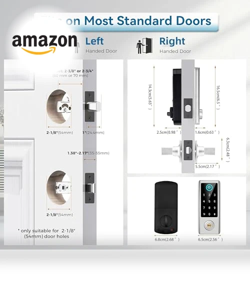 Smart Fingerprint Door Lock with Handle Set — Keyless Entry, BEBASIA