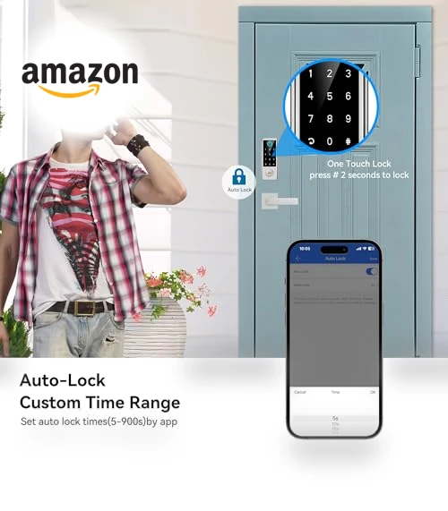 Smart Fingerprint Door Lock with Handle Set — Keyless Entry, BEBASIA