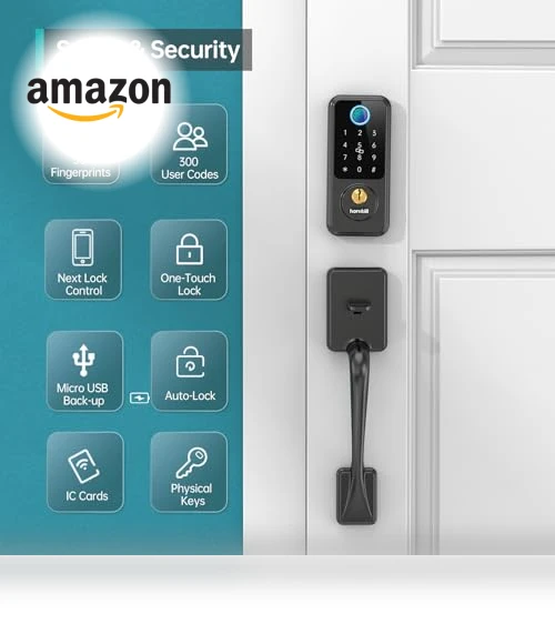 Smart Lock Front Door - Keyless Entry Door Lock with Handle Set — Biometric Security, hornbill