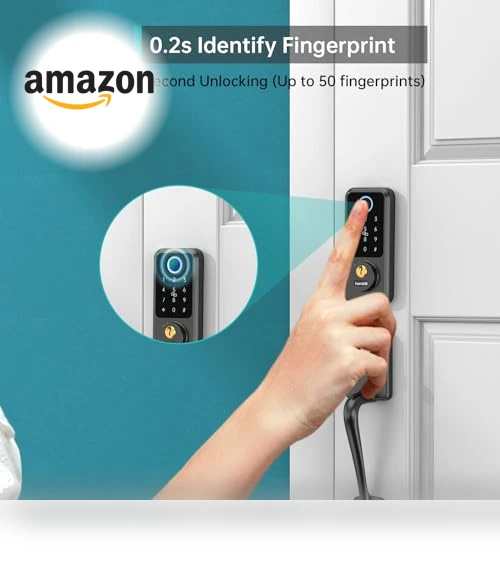 Smart Lock Front Door - Keyless Entry Door Lock with Handle Set — Biometric Security, hornbill