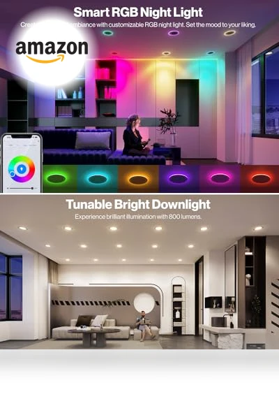 Ultra Thin LED Recessed Ceiling Lights with Night Light — Overhead Lighting, Sunco Lighting