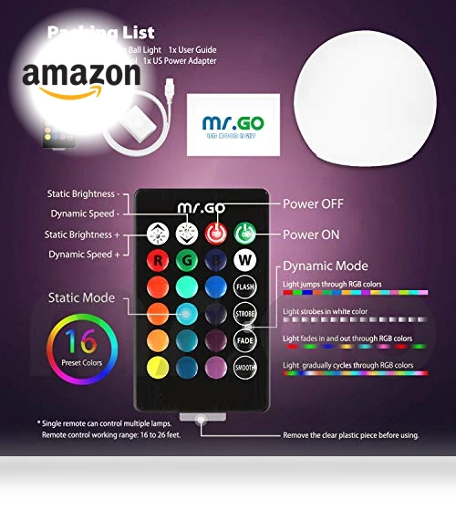 Waterproof Rechargeable LED Glowing Ball Light Orb Globe Lamp — Outdoor Light Projectors, Mr.Go