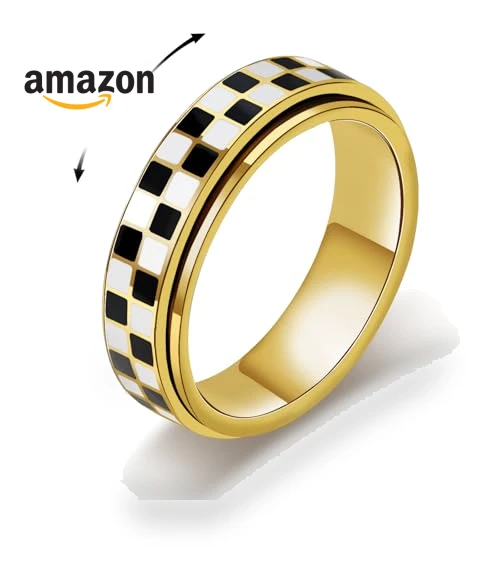 Checkered Fidget Ring — Stress Relievers, AmorArtSky