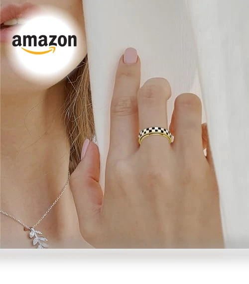 Checkered Fidget Ring — Stress Relievers, AmorArtSky