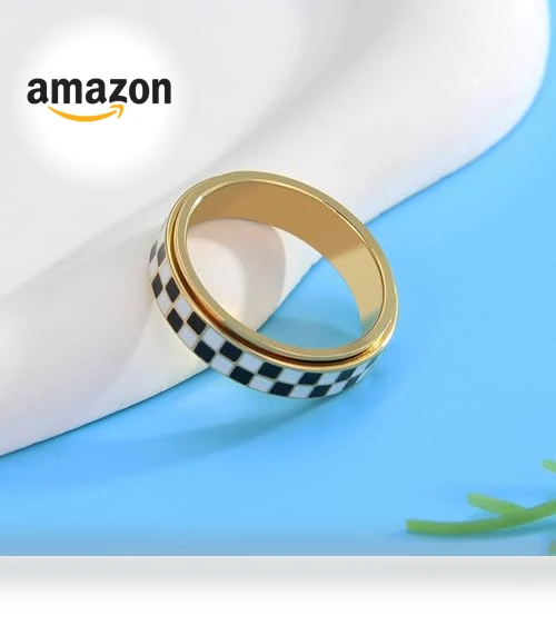 Checkered Fidget Ring — Stress Relievers, AmorArtSky