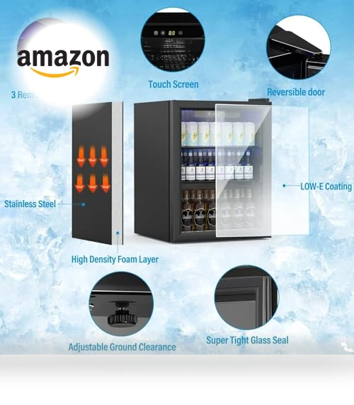 Compact Freestanding Beverage Refrigerator — Mini Fridges, Erivess