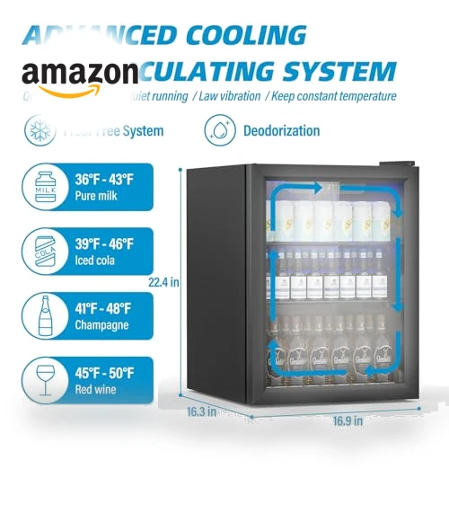 Compact Freestanding Beverage Refrigerator — Mini Fridges, Erivess