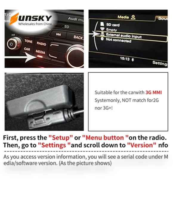 MMI 3G AMI Bluetooth Audio Cable Wiring Harness — Stereo Receivers