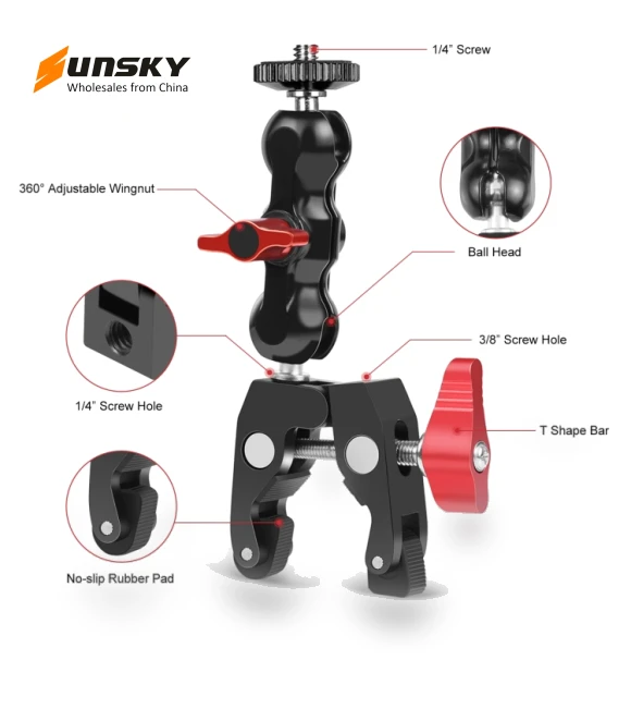 Multi-function Magic Arm Ball Mount Clamp Crab Pliers Clip — Mounts & Clamps, PULUZ