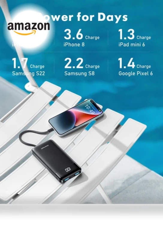 Portable Charger with Built-in Cables — Mobile Power Solutions, Charmast