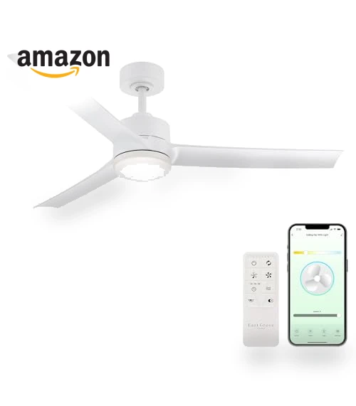 Smart Indoor and Outdoor Ceiling Fan with LED Light Kit — Ceiling Fan Wall Controls, East Grove Home