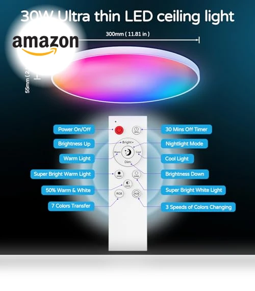 Smart RGB Ceiling Light — Overhead Lighting, KYFGDLA
