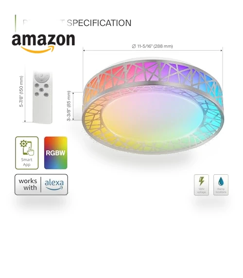 Smart RGBW Flush Mount Ceiling Light — Overhead Lighting, ASD
