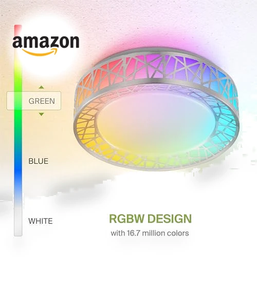 Smart RGBW Flush Mount Ceiling Light — Overhead Lighting, ASD