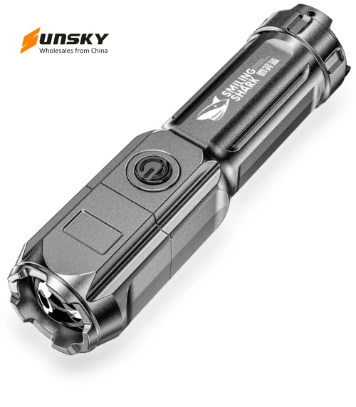 Telescopic Focusing Three-gear Bright LED Flashlight — Flashlights, Smiling Shark