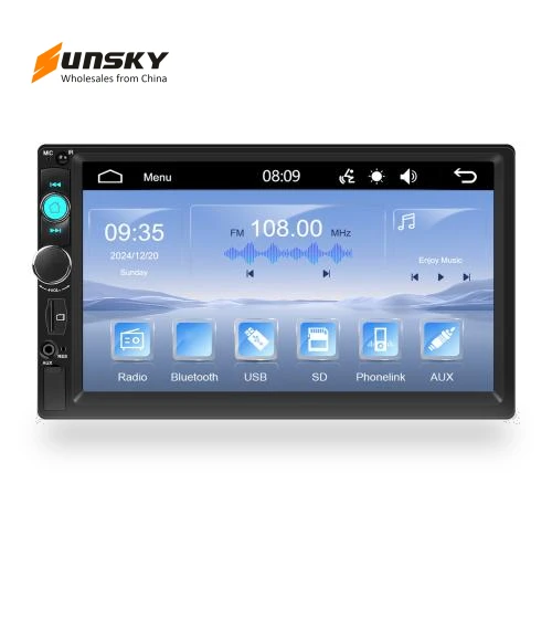 7 Inch Wired Carplay Dual Butt MP5 Player Bluetooth Big Screen Car Center Control — Stereo Receivers