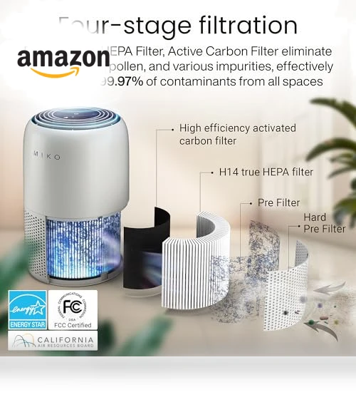 Air Purifier with 3-in-1 HEPA Filter & Sleep Mode — HEPA Air Purifiers, MIKO