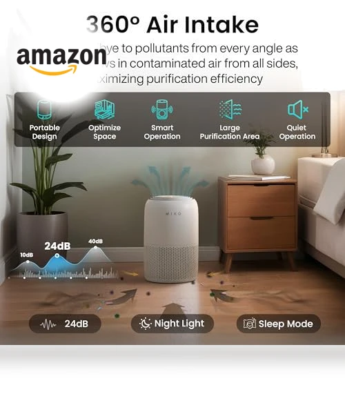 Air Purifier with 3-in-1 HEPA Filter & Sleep Mode — HEPA Air Purifiers, MIKO