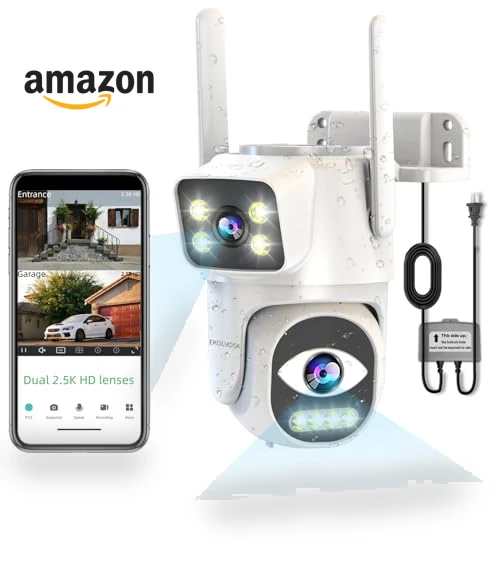 Dual-Lens WiFi Security Camera — Outdoor Security Cameras, EKOLVOSK