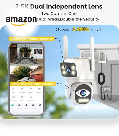Dual-Lens WiFi Security Camera — Outdoor Security Cameras, EKOLVOSK