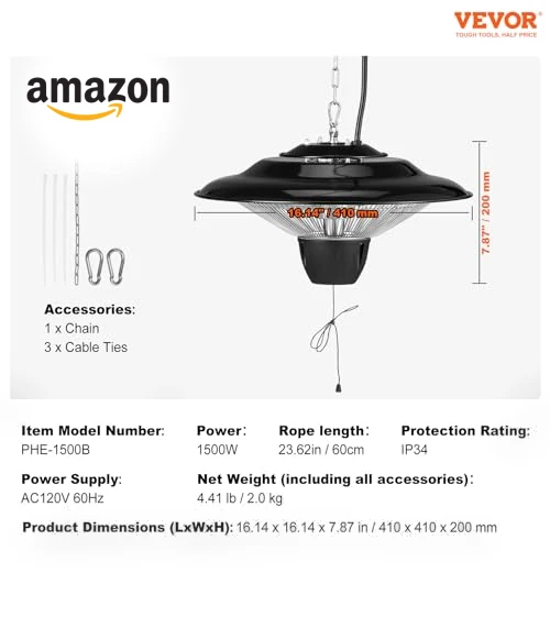 Hanging Patio Heater — Patio Heaters, VEVOR