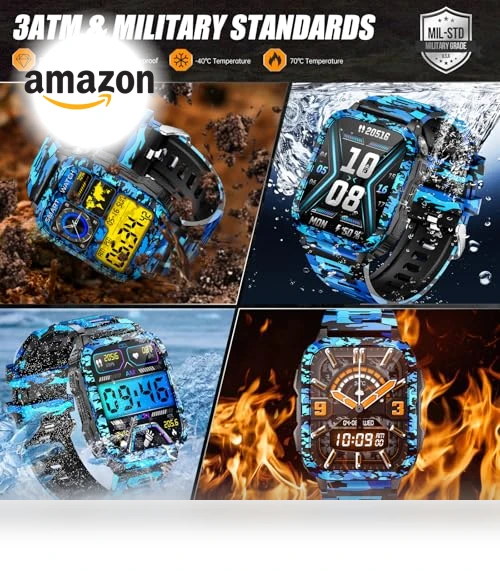 Military Smart Watch with Call/LED Flashlight/UV Light — Smartwatches, LaNikar