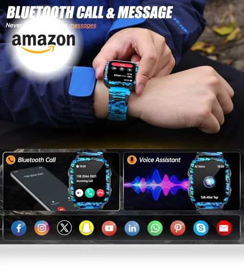 Military Smart Watch with Call/LED Flashlight/UV Light — Smartwatches, LaNikar