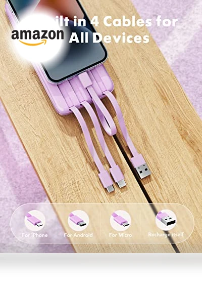 Portable Charger with Built-in Cables — Charging Solutions, Charmast