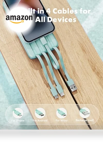 Portable Charger with Built in Cables — Chargers, Charmast