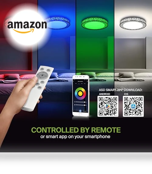 20 Inch Smart RGBW Flush Mount Ceiling Light — Overhead Lighting, ASD