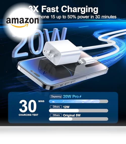 20W USB C Wall Charger with 3Pack 10FT USB C to C Cable — Cables, Dayaoncy