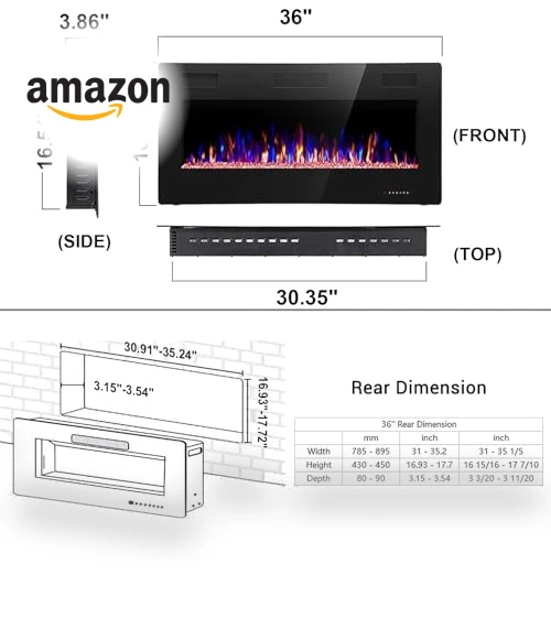 36 Inch Electric Fireplace Insert — Electric Heating Solutions, Joy Pebble