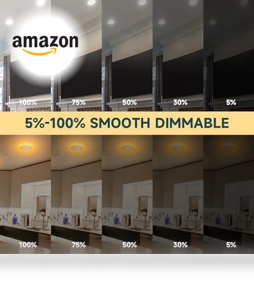 6 Inch 5CCT LED Recessed Ceiling Light with Night Light — Trim, ECOELER