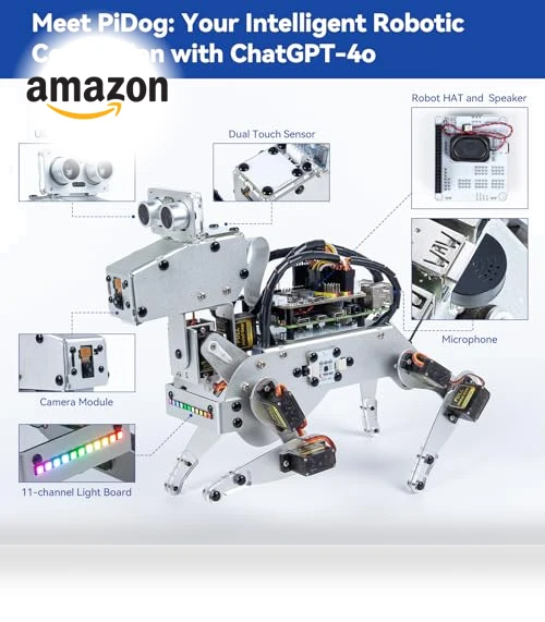 AI Robot Dog Kit for Raspberry Pi — Interactive Figures & Robots, SunFounder