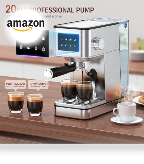 Compact Espresso Maker with Steam Milk Frother — Espresso Machines, QJA