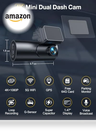 Dash Cam Front and Rear Camera — Rearview Cameras for Cars, GKU