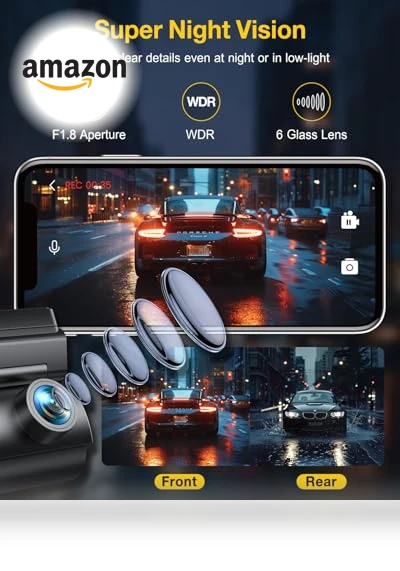 Dash Cam Front and Rear Camera — Rearview Cameras for Cars, GKU