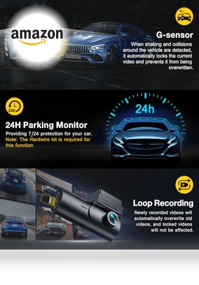 Dash Cam Front and Rear Camera — Rearview Cameras for Cars, GKU