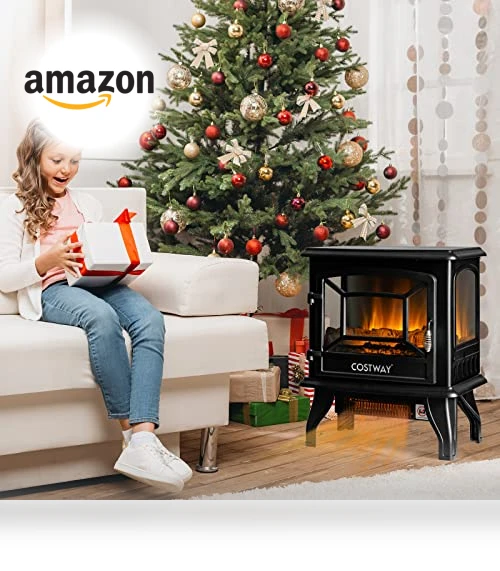 Electric Fireplace Stove — Portable Electric Heaters, COSTWAY