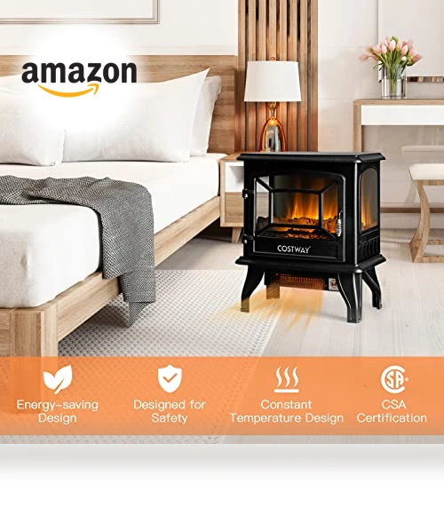 Electric Fireplace Stove — Portable Electric Heaters, COSTWAY