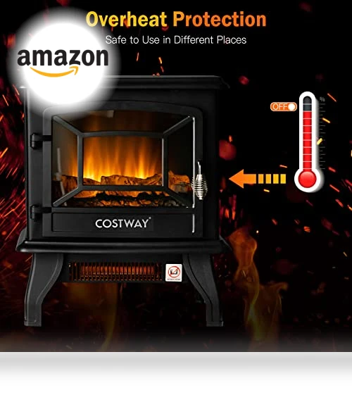 Electric Fireplace Stove — Portable Electric Heaters, COSTWAY