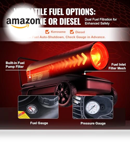 Kerosene Forced Air Heater — Portable Kerosene Heaters, VEVOR