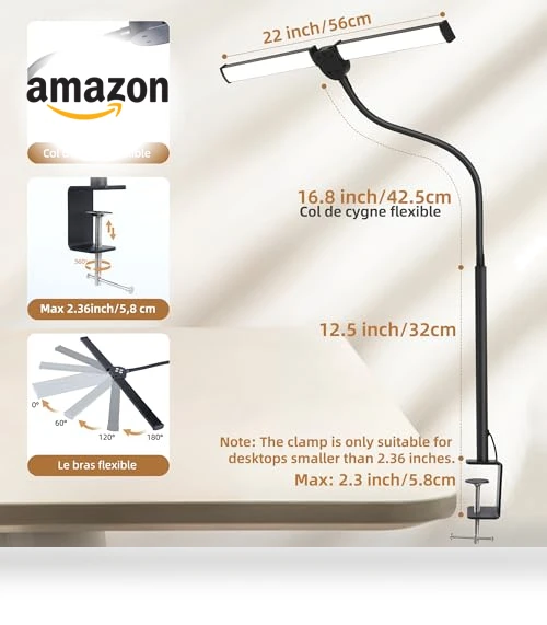 LED Desk Lamp with Clamp and Remote Control — Study & Desk Lighting, Motumen