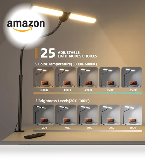 LED Desk Lamp with Clamp and Remote Control — Study & Desk Lighting, Motumen