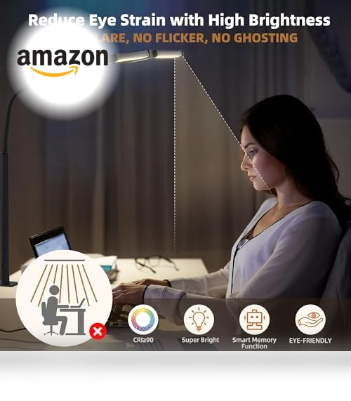 LED Desk Lamp with Clamp and Remote Control — Study & Desk Lighting, Motumen