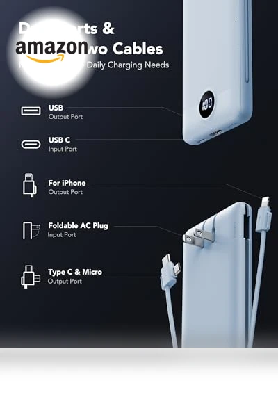 Portable Charger with Wall Plug and Cables — Mobile Power Solutions, VRURC